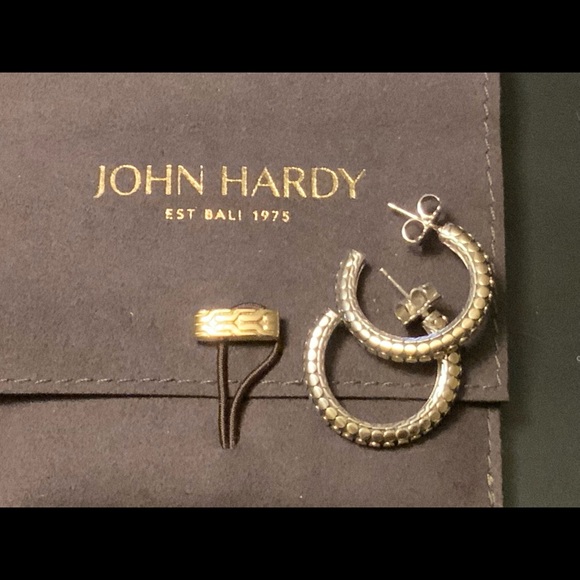 Brand New John Hardy Silver and 18ct Gold Dot earrings - Picture 2 of 14